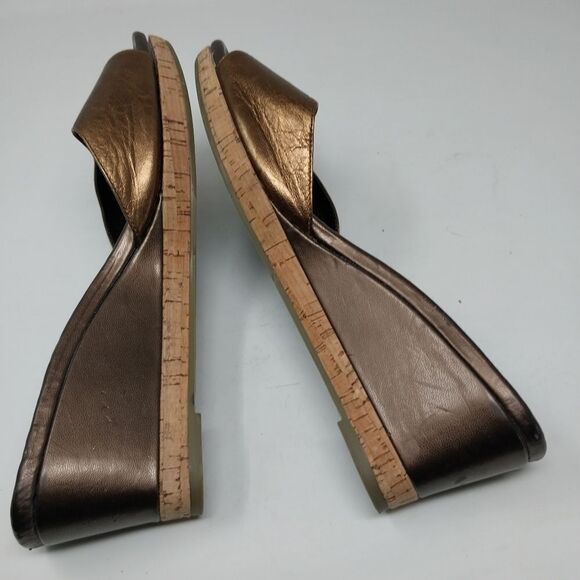 TALBOTS WEDGE SANDAL. CORK AND BRONZE. SIZE 10 B. - Picture 9 of 14